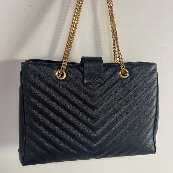 Saint Laurent Grain De Poudre Monogram Matelasse Chevron Bag Large - Picture 5 of 13